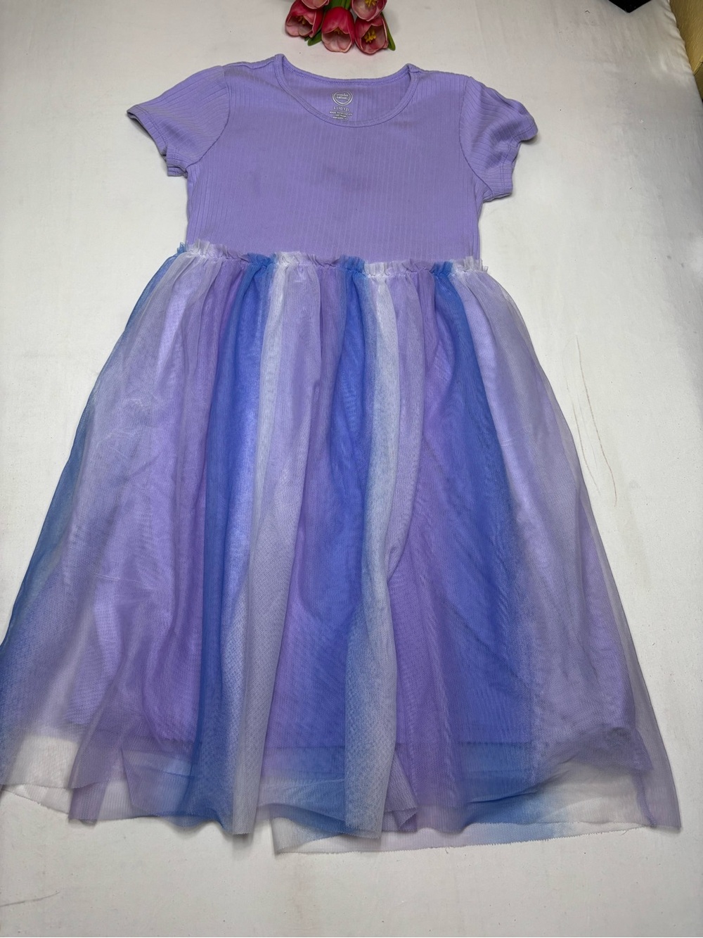 Wonder Nation Girls Size Large (10-12) Purple Ribbed Tulle Mesh
Dress